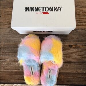 Minnetonka Pastel Furry Slippers